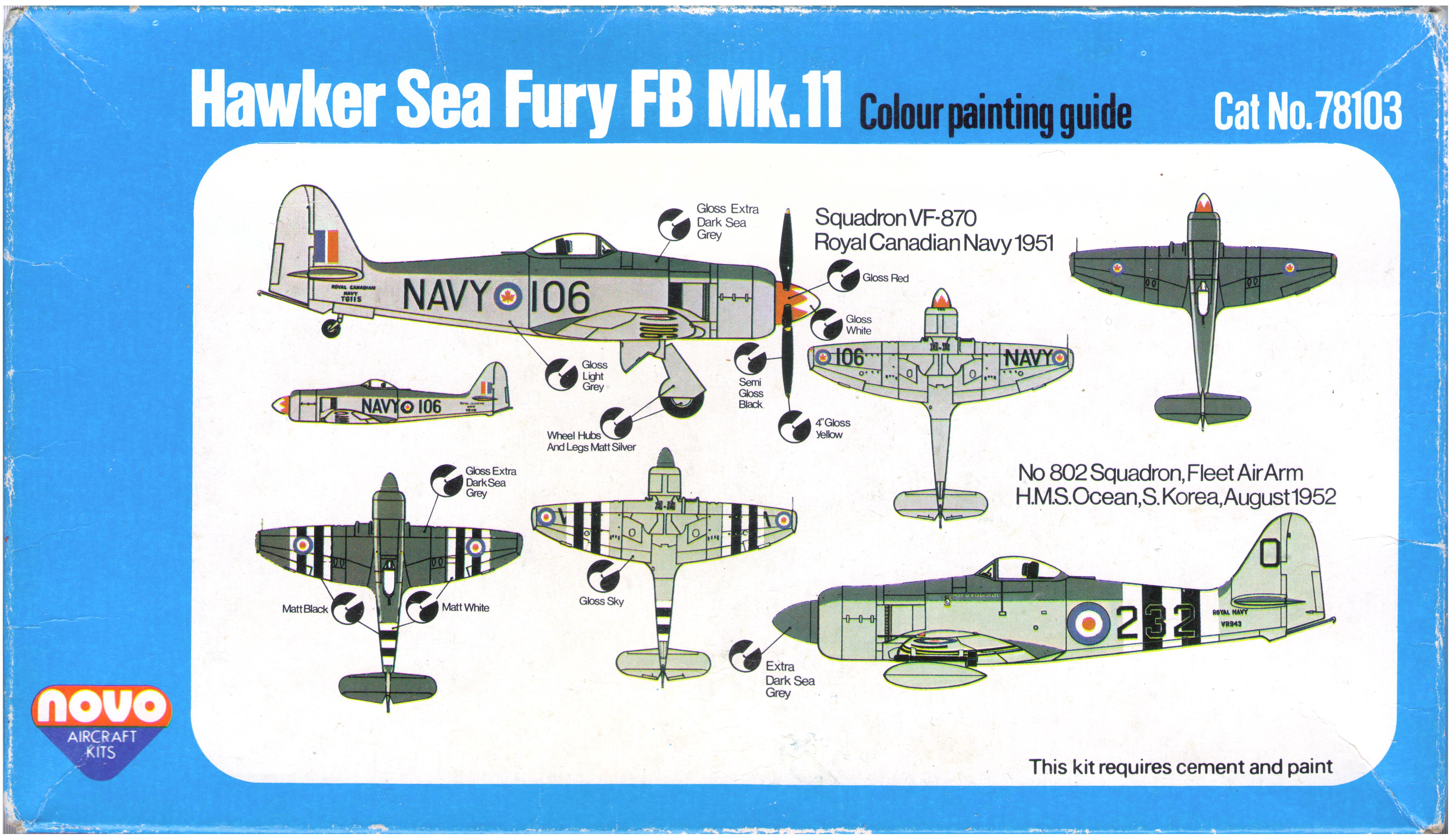  Гид по окраске NOVO Toys Ltd F154 Hawker Sea Fury, 1980